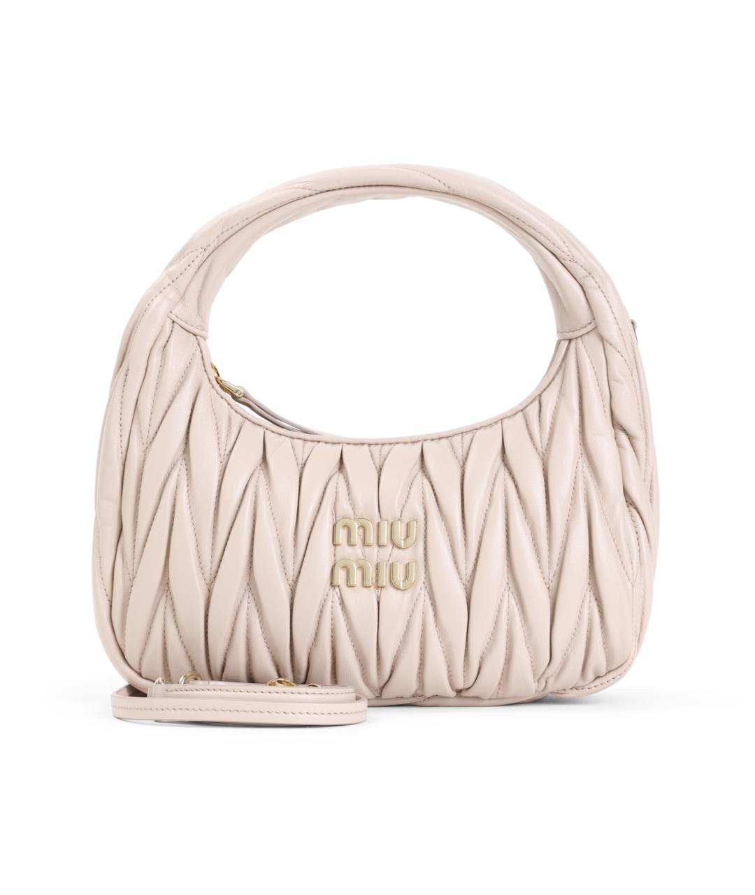 MIU MIU Бежевая кожаная сумка с короткими ручками, фото 1