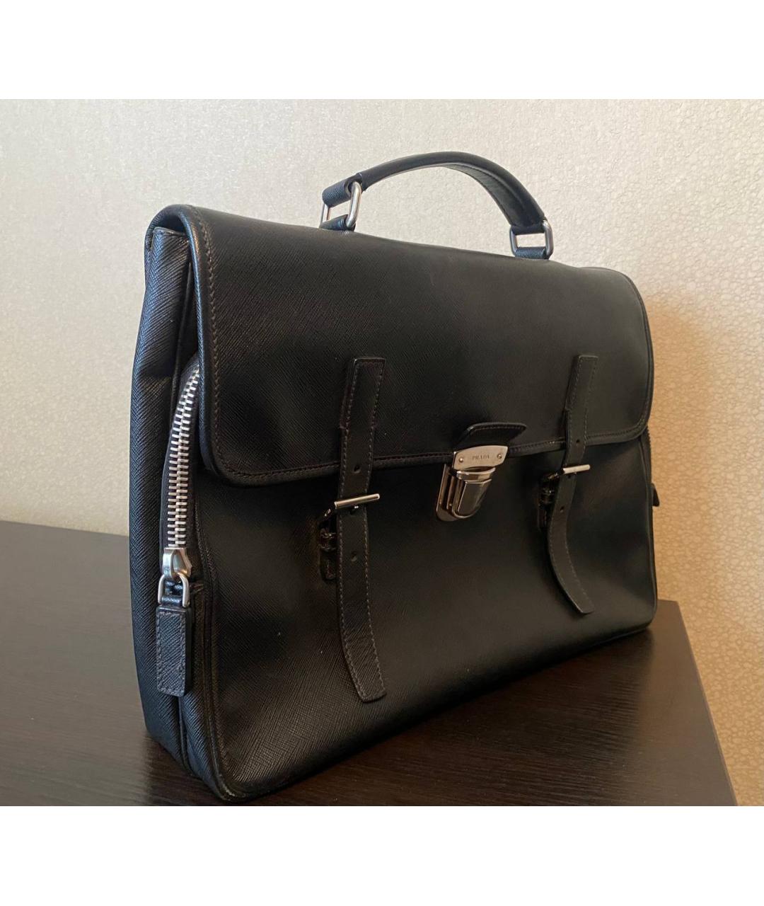 PRADA Черный кожаный портфель, фото 2