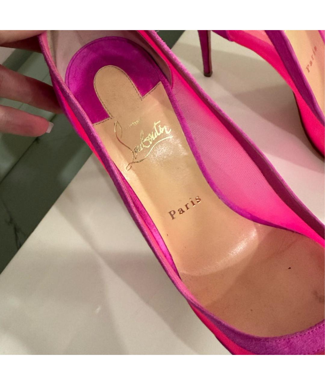 CHRISTIAN LOUBOUTIN Фуксия замшевые туфли, фото 5