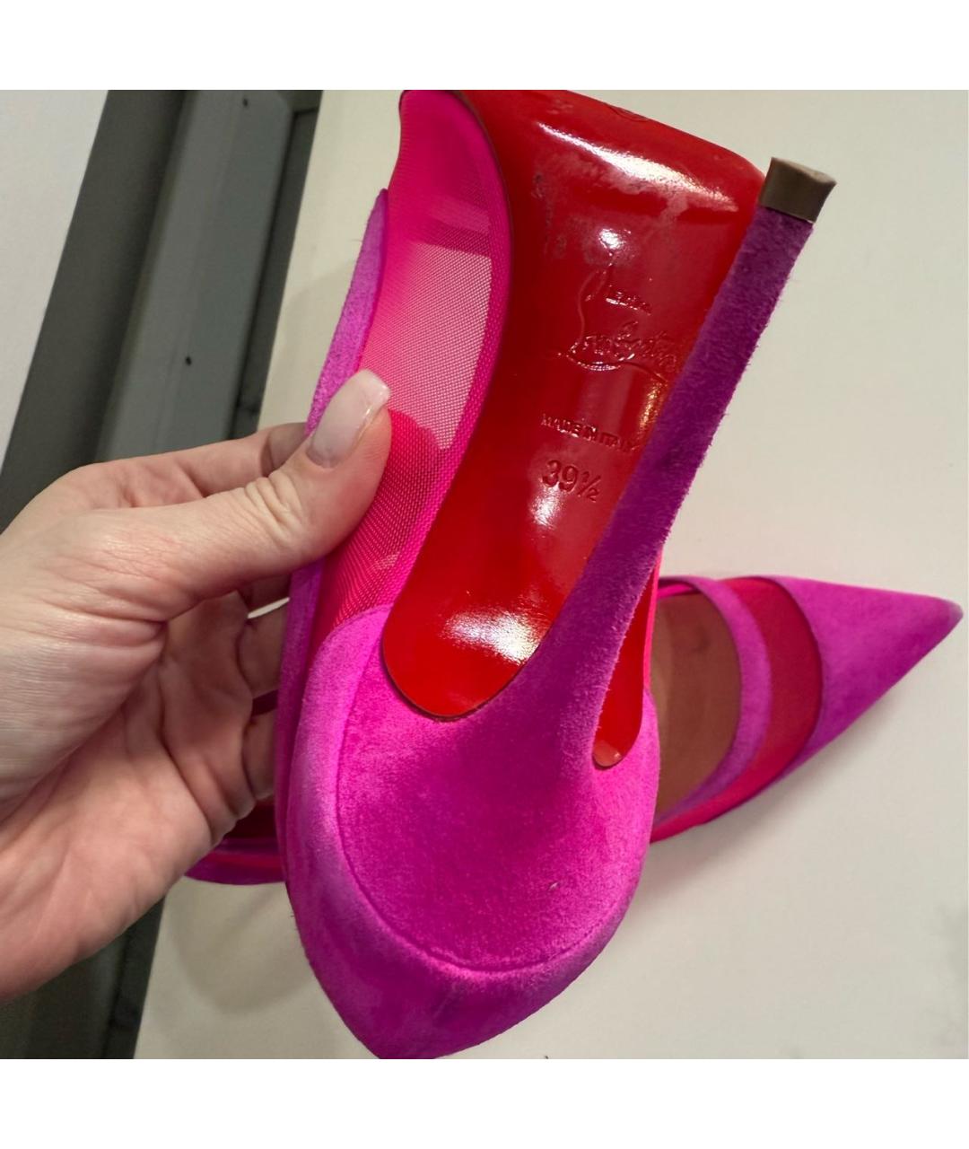 CHRISTIAN LOUBOUTIN Фуксия замшевые туфли, фото 6