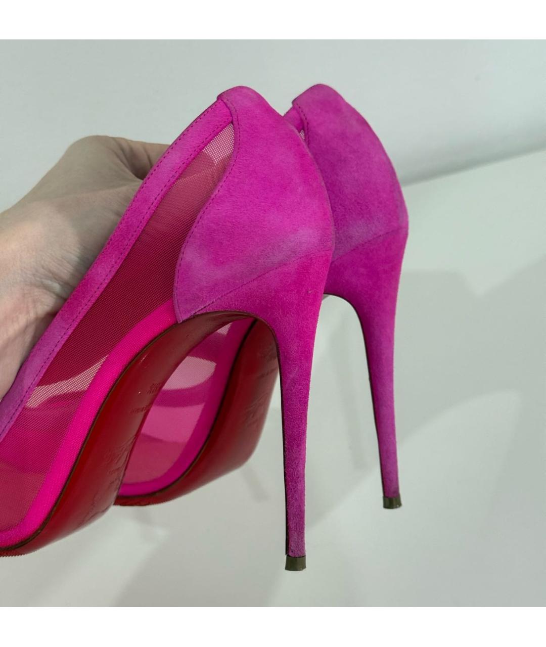 CHRISTIAN LOUBOUTIN Фуксия замшевые туфли, фото 3