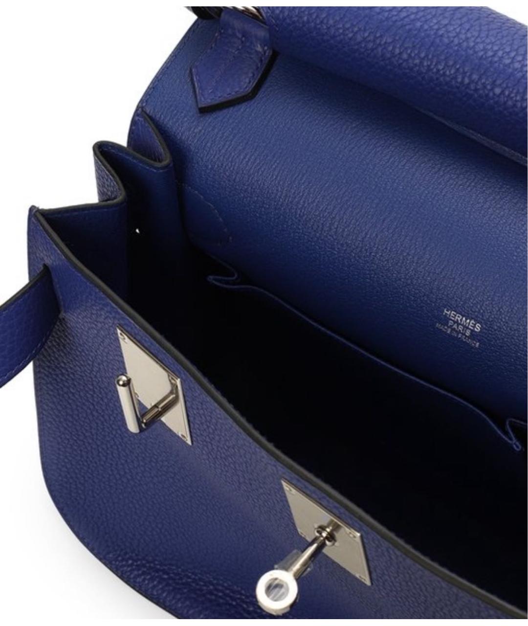 HERMES Синяя кожаная сумка через плечо, фото 4