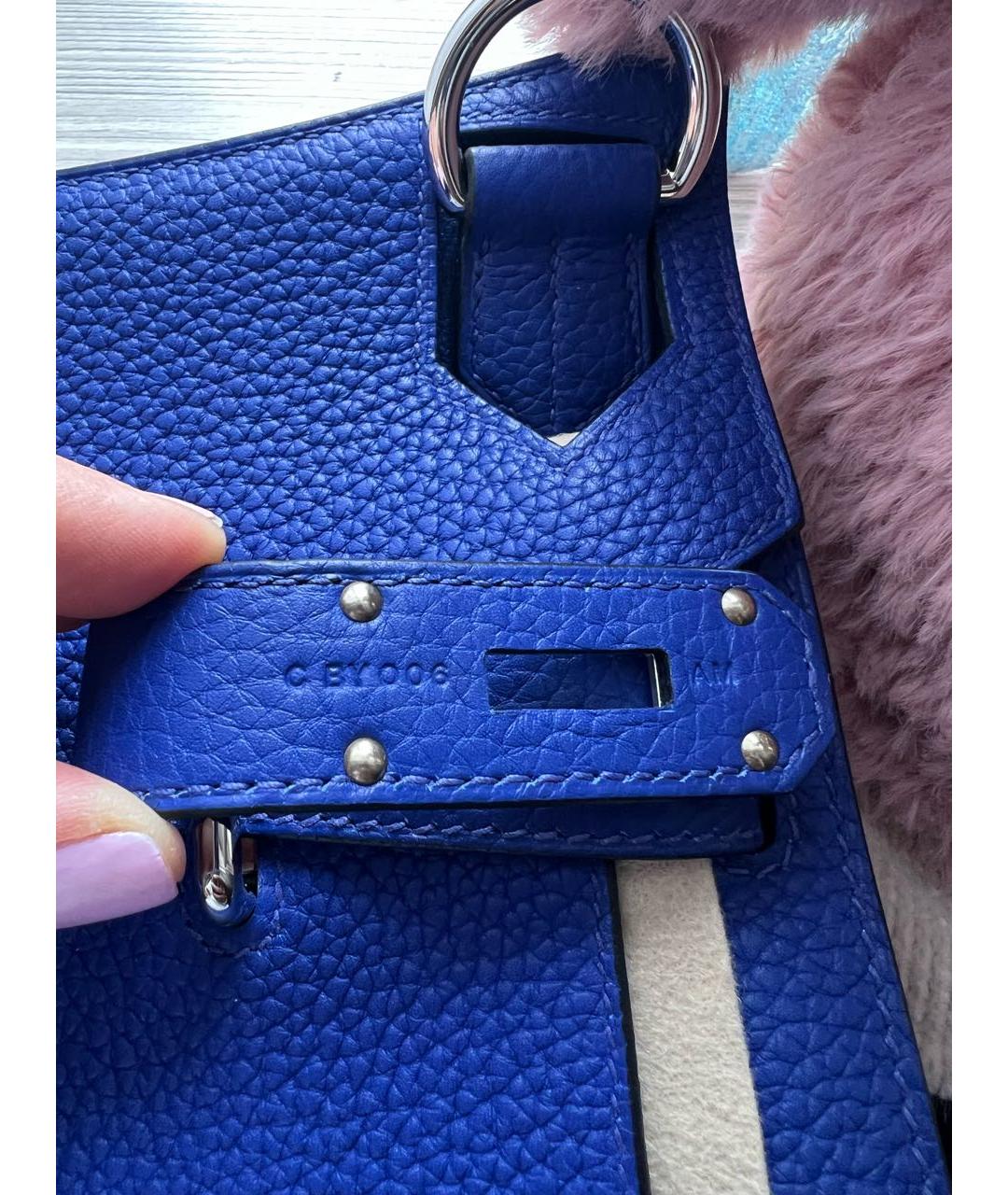 HERMES Синяя кожаная сумка через плечо, фото 5