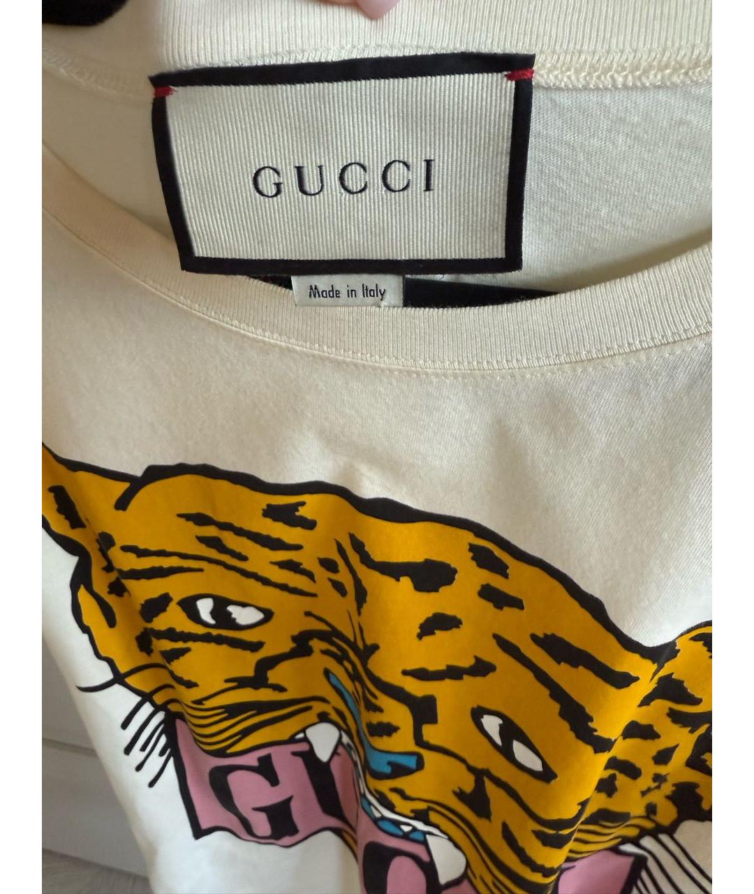 GUCCI Белая хлопковая футболка, фото 3