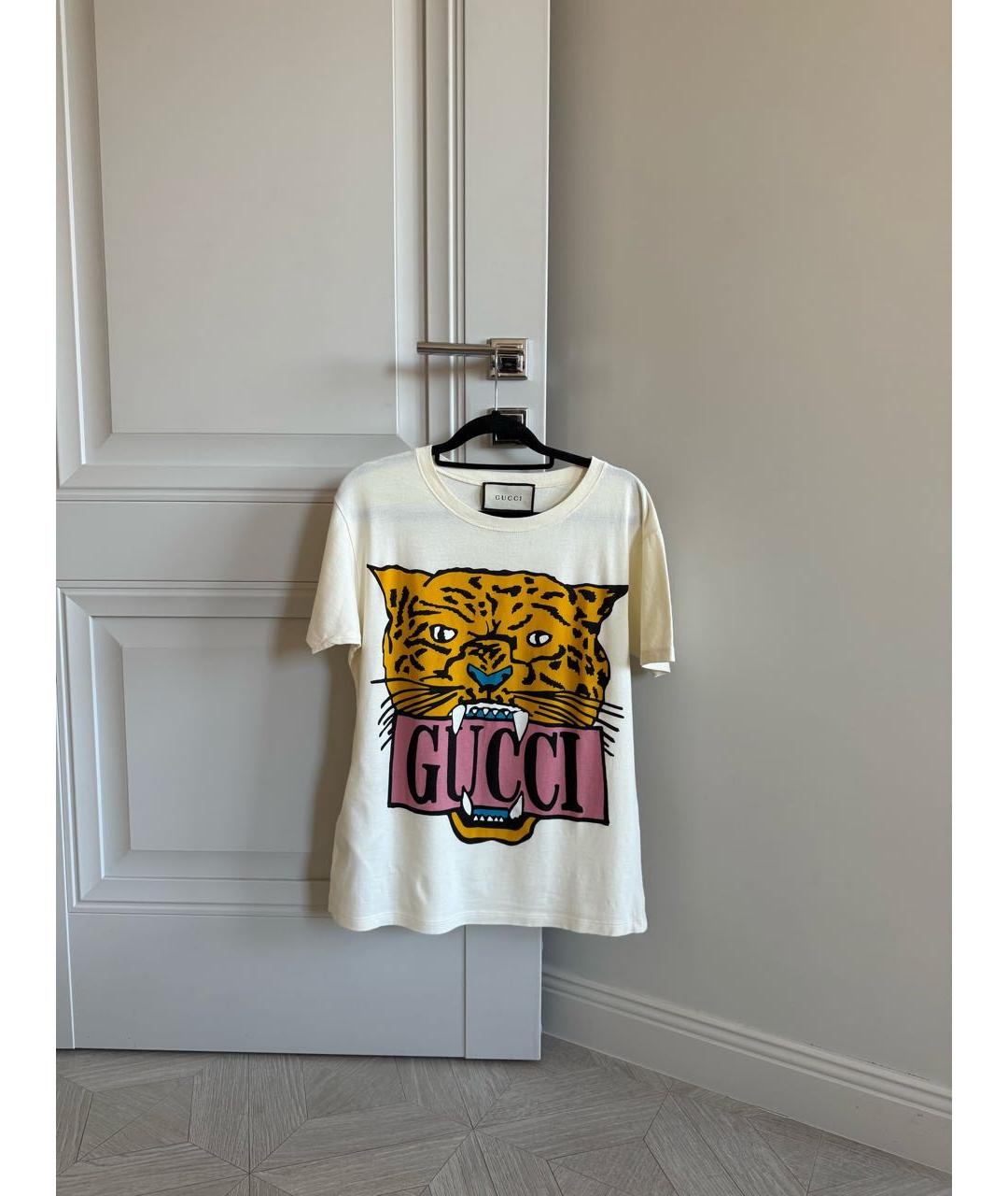 GUCCI Белая хлопковая футболка, фото 5