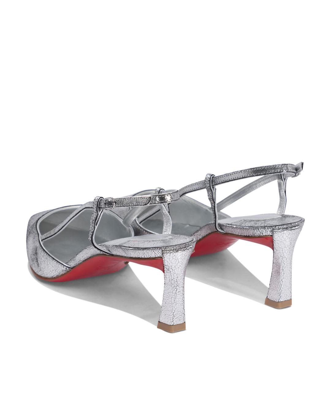 CHRISTIAN LOUBOUTIN Серебряные кожаные туфли, фото 4