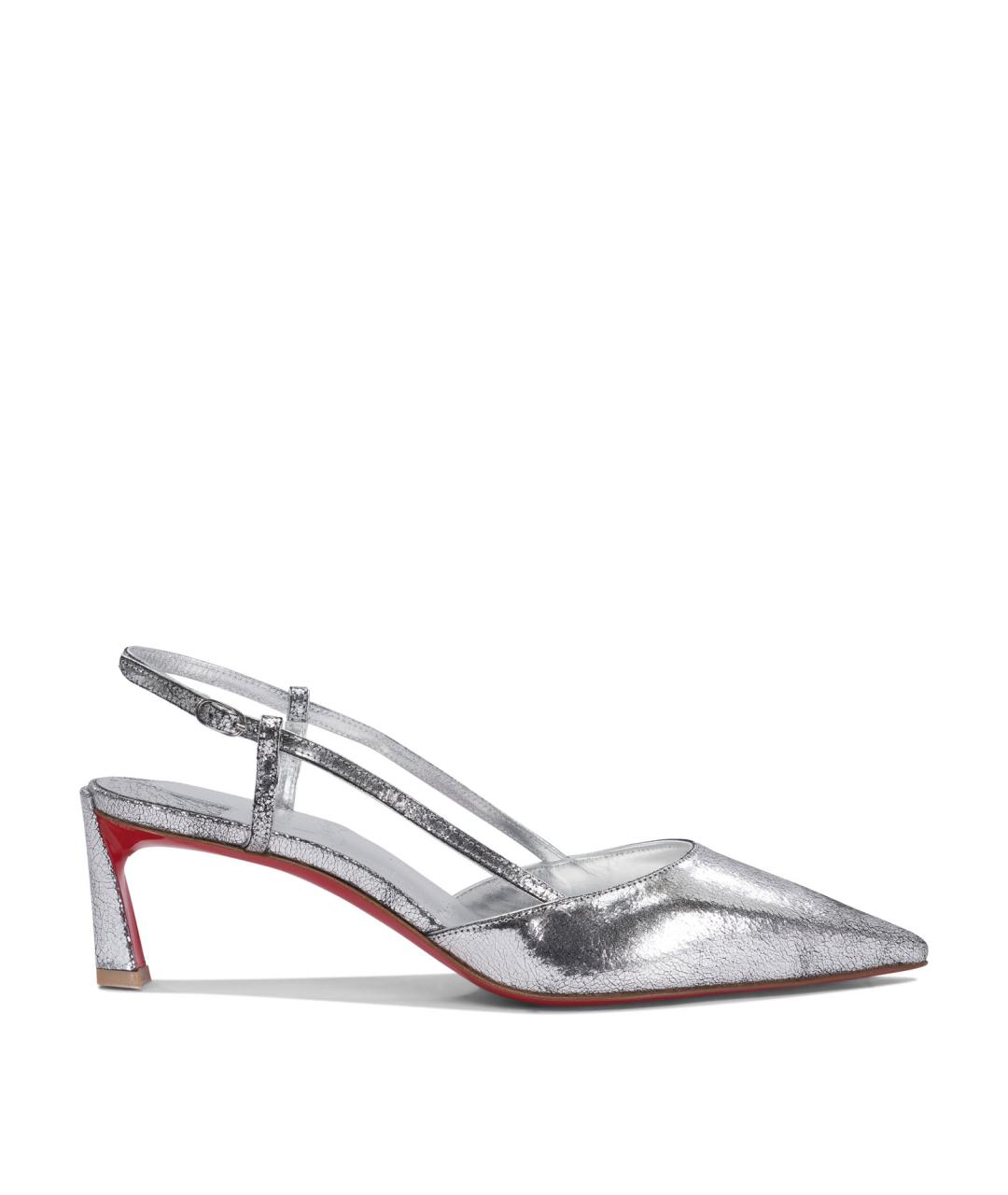 CHRISTIAN LOUBOUTIN Серебряные кожаные туфли, фото 1