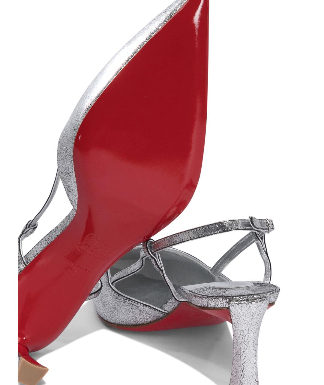 CHRISTIAN LOUBOUTIN Серебряные кожаные туфли, фото 5