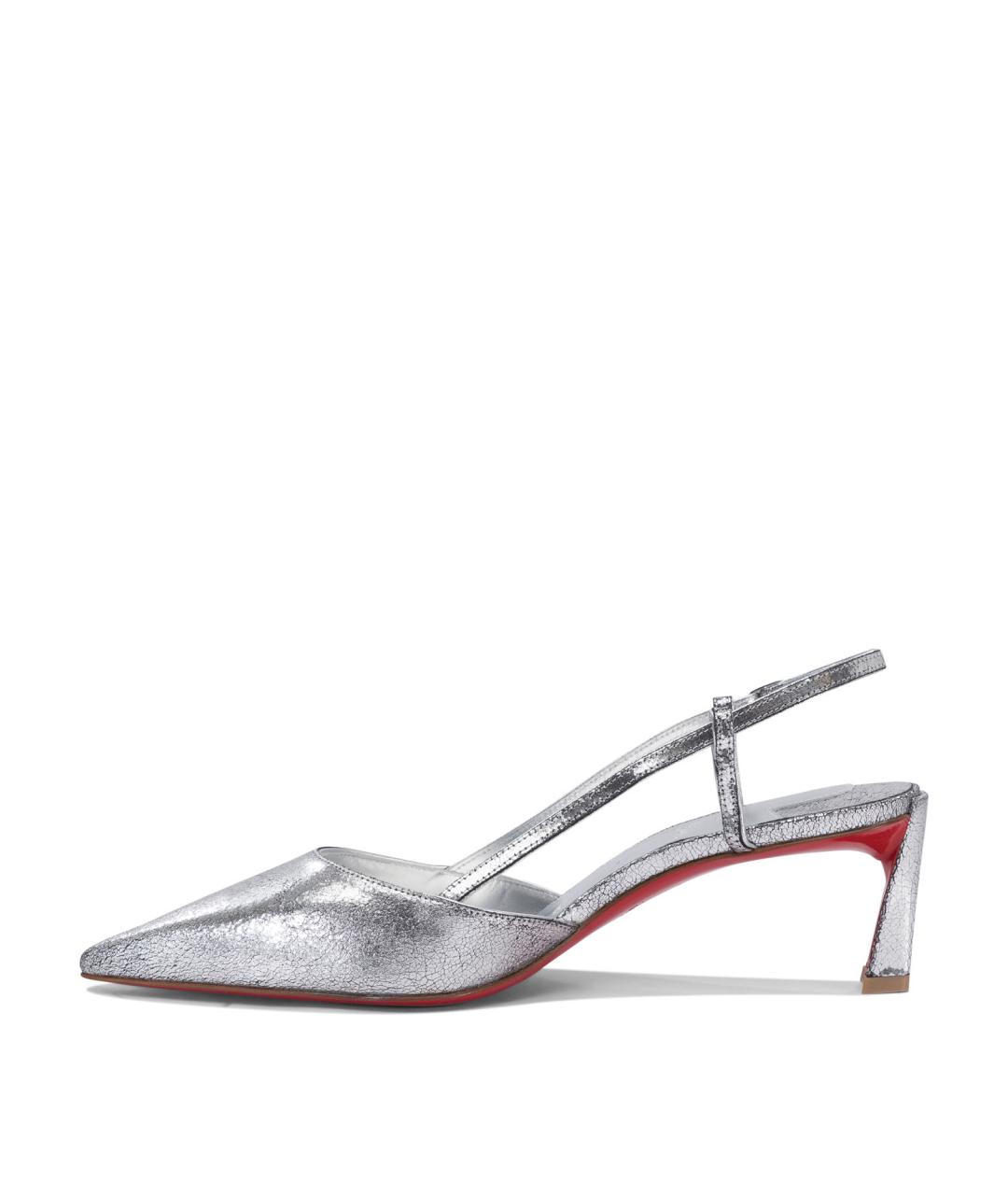 CHRISTIAN LOUBOUTIN Серебряные кожаные туфли, фото 3