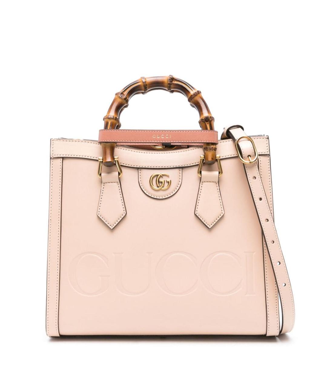 GUCCI Розовая кожаная сумка с короткими ручками, фото 1