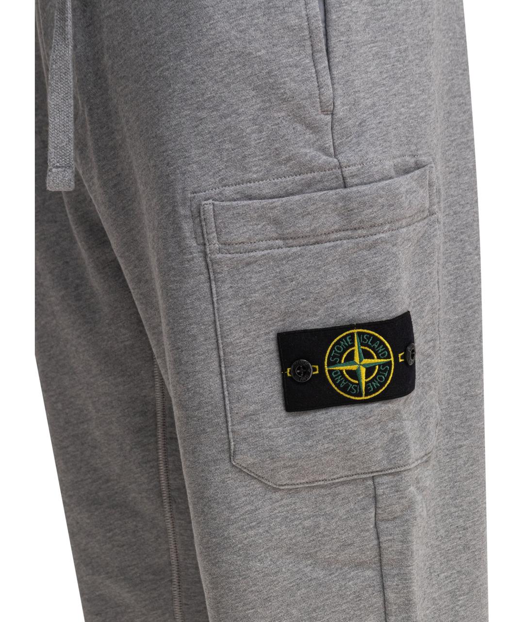 STONE ISLAND Серые хлопковые повседневные брюки, фото 4