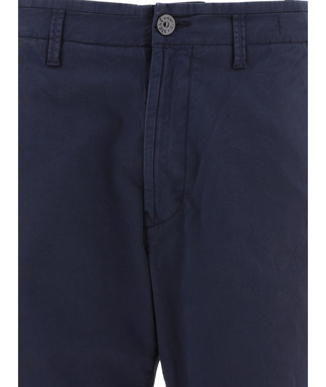 STONE ISLAND Темно-синие хлопковые повседневные брюки, фото 3