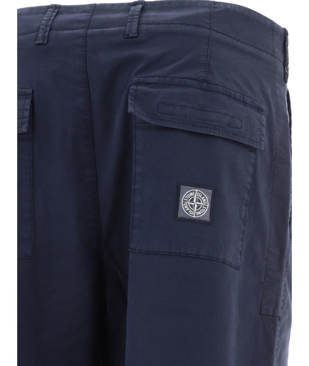 STONE ISLAND Темно-синие хлопковые повседневные брюки, фото 4