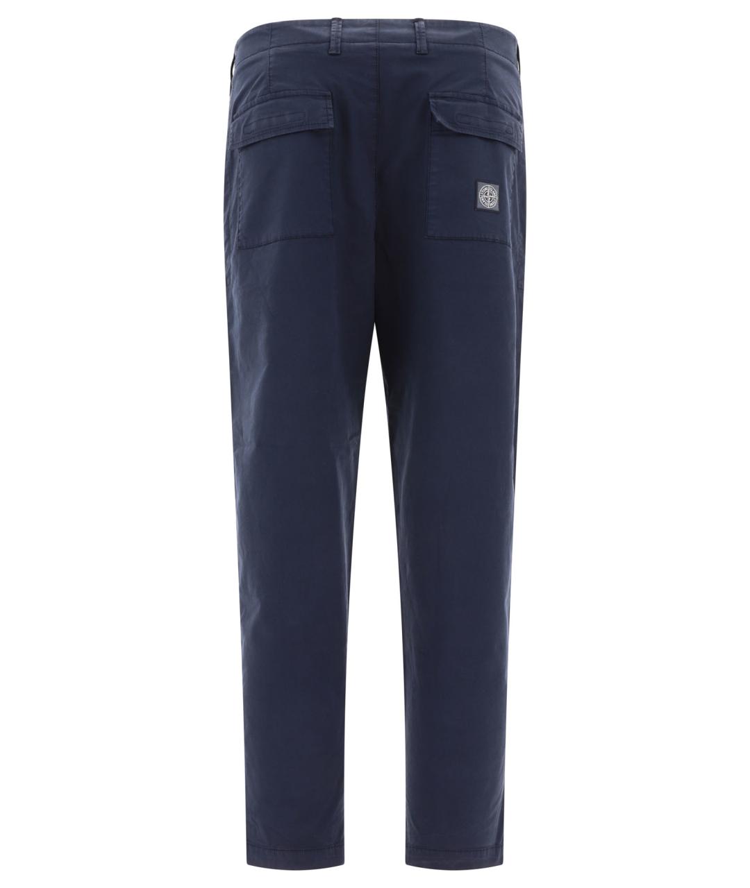 STONE ISLAND Темно-синие хлопковые повседневные брюки, фото 2