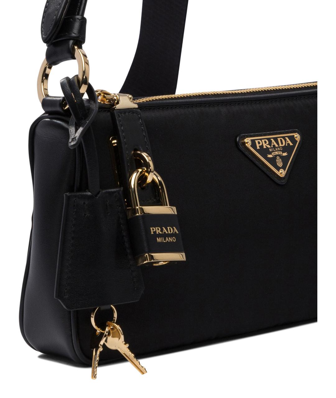PRADA Черная синтетическая сумка через плечо, фото 4
