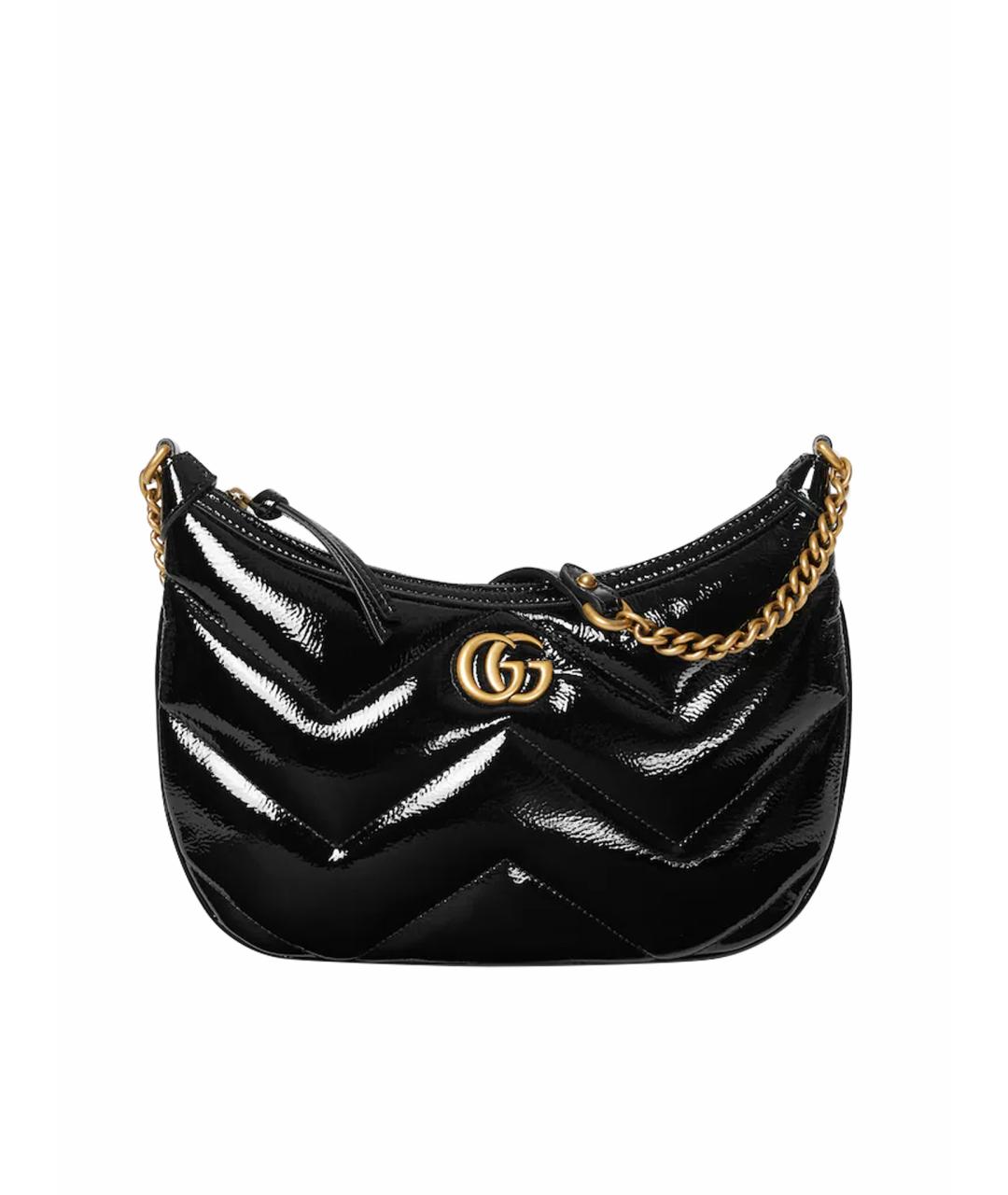 GUCCI Черная сумка через плечо из лакированной кожи, фото 1