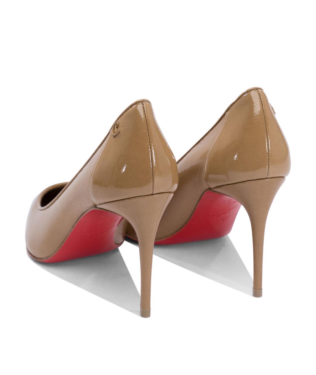 CHRISTIAN LOUBOUTIN Бежевые кожаные туфли, фото 4