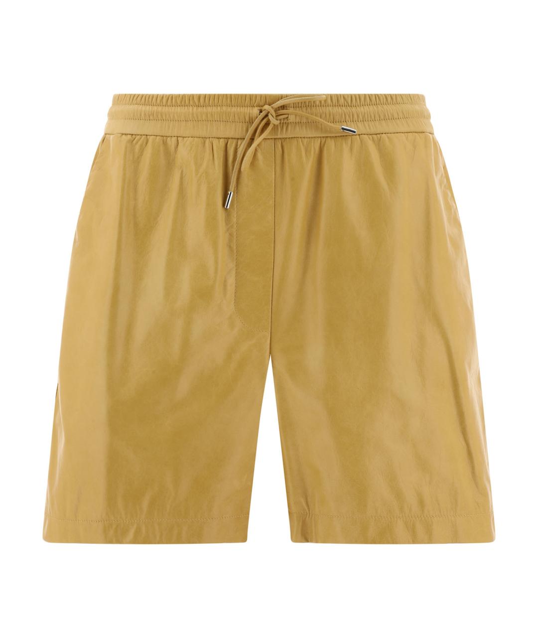 LOEWE Горчичные кожаные прямые брюки, фото 1