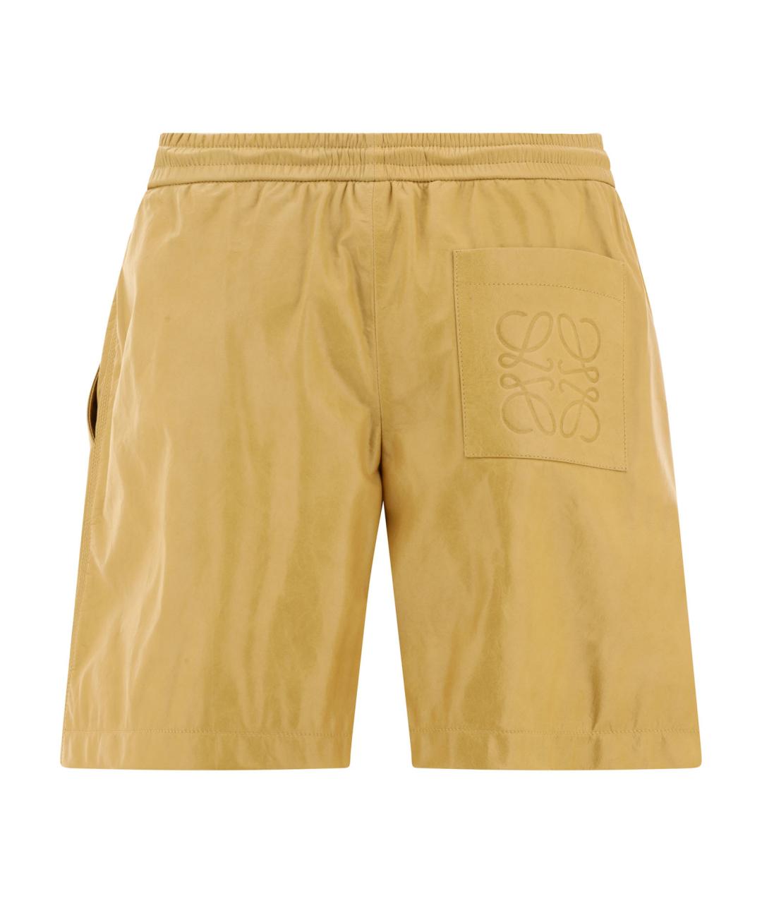 LOEWE Горчичные кожаные прямые брюки, фото 2