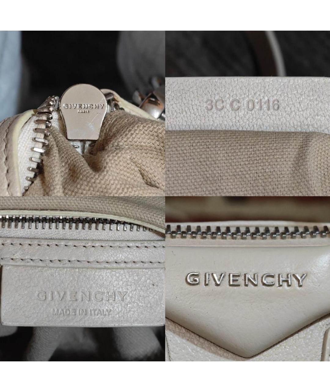 GIVENCHY Бежевая кожаная сумка с короткими ручками, фото 6