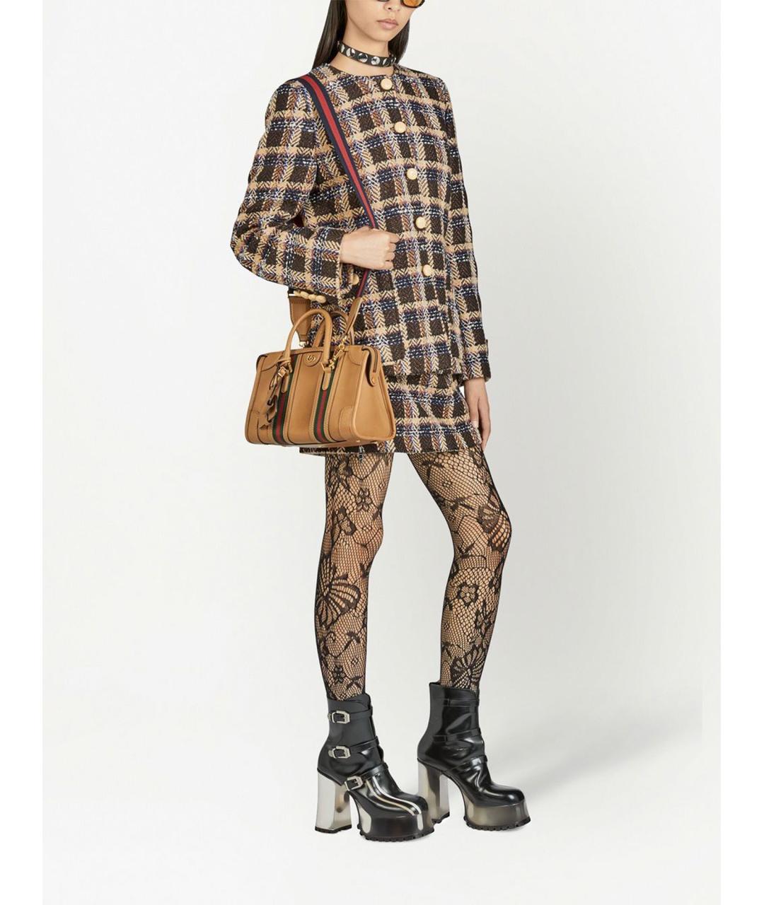 GUCCI Бежевая кожаная сумка с короткими ручками, фото 5