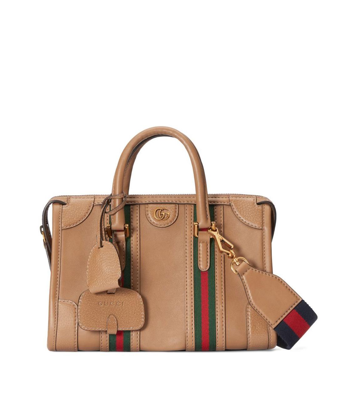 GUCCI Бежевая кожаная сумка с короткими ручками, фото 1