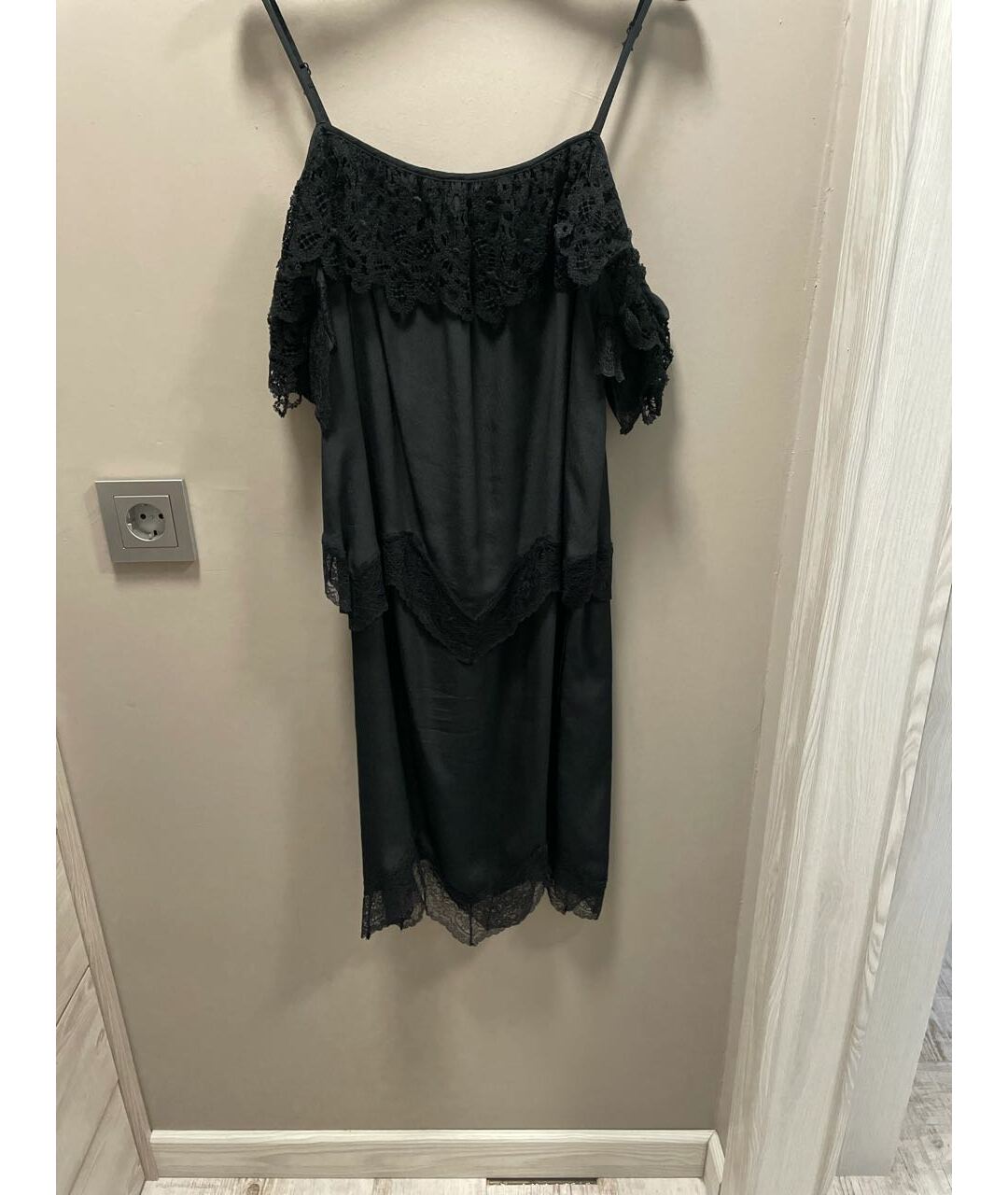 TWIN-SET Черное вискозное повседневное платье, фото 4