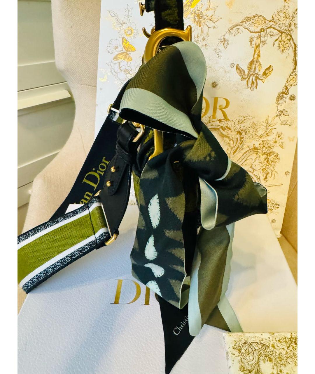 CHRISTIAN DIOR Зеленая жаккардовая сумка с короткими ручками, фото 5