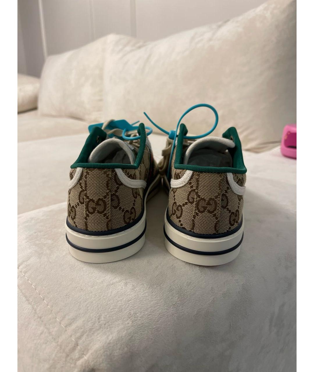 GUCCI Коричневые текстильные кеды, фото 4