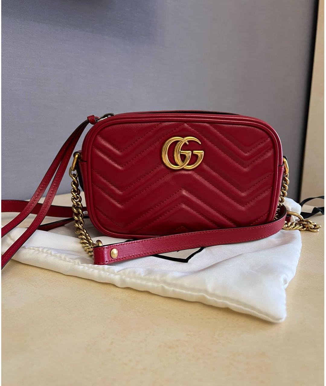GUCCI Красная кожаная сумка через плечо, фото 5