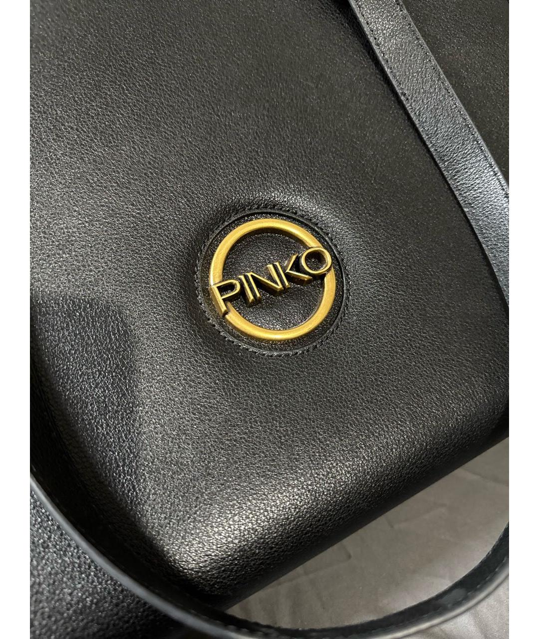 PINKO Черная кожаная сумка тоут, фото 5