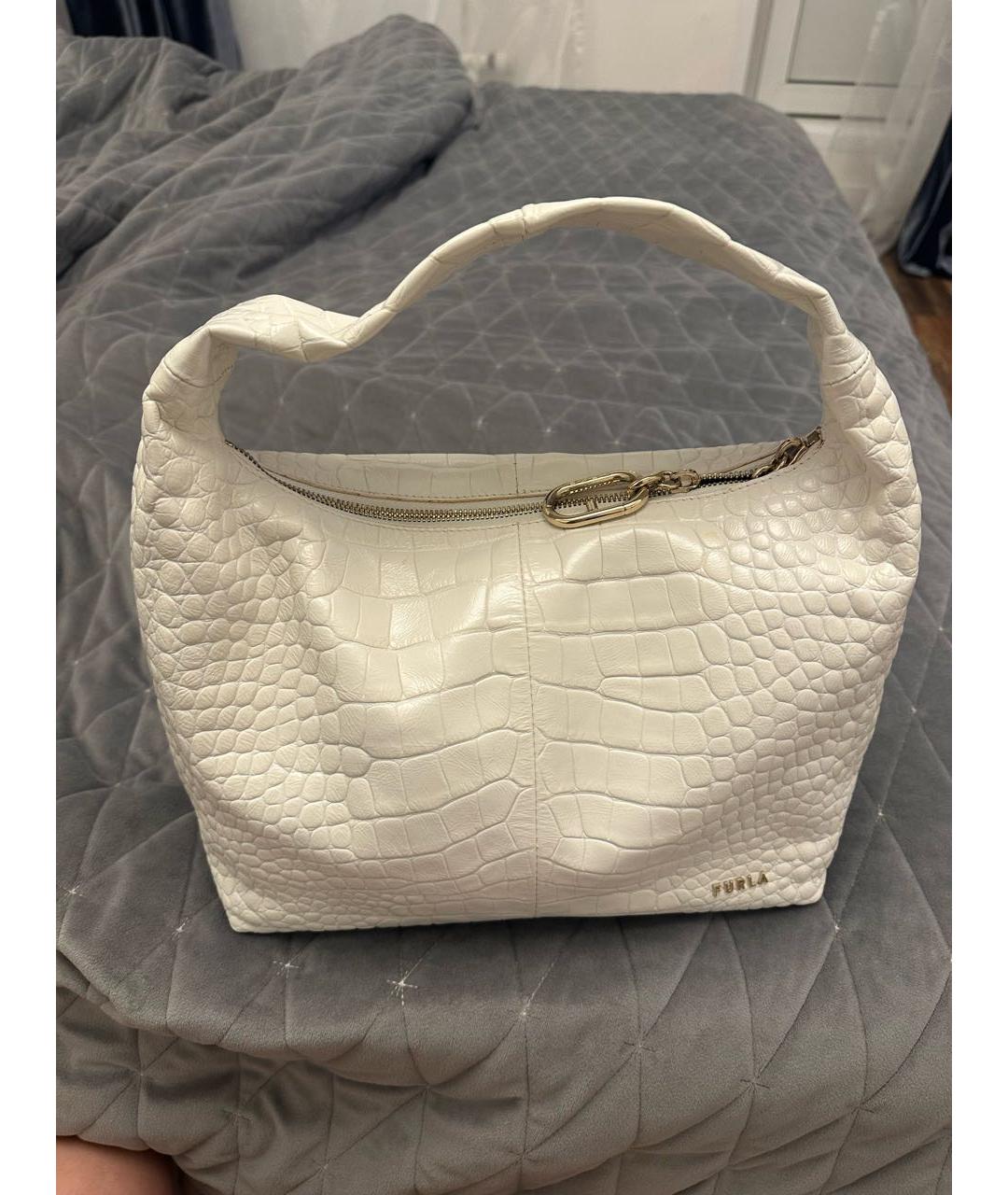 FURLA Белая кожаная сумка с короткими ручками, фото 8