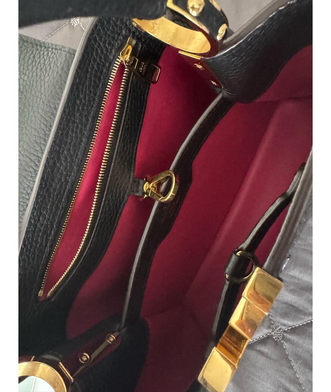 LOUIS VUITTON Черная кожаная сумка с короткими ручками, фото 4