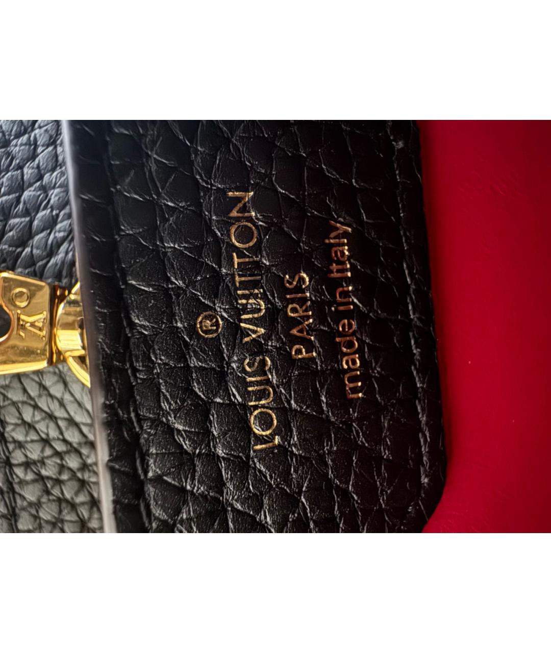LOUIS VUITTON Черная кожаная сумка с короткими ручками, фото 7