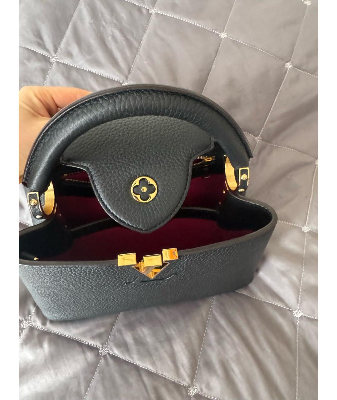 LOUIS VUITTON Черная кожаная сумка с короткими ручками, фото 3
