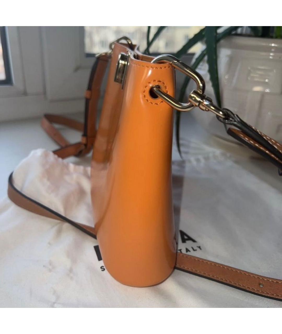 FURLA Оранжевая сумка через плечо из лакированной кожи, фото 7