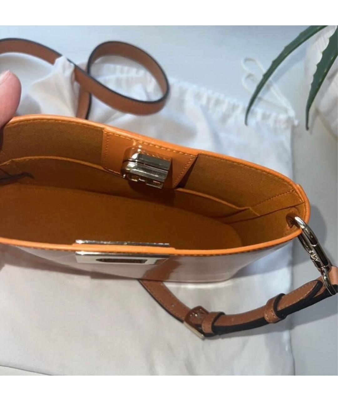 FURLA Оранжевая сумка через плечо из лакированной кожи, фото 4