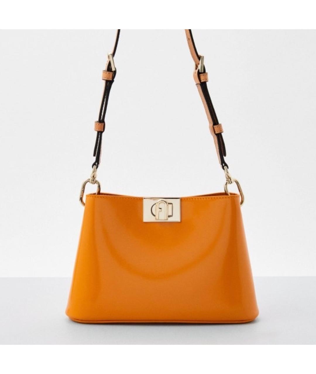FURLA Оранжевая сумка через плечо из лакированной кожи, фото 8