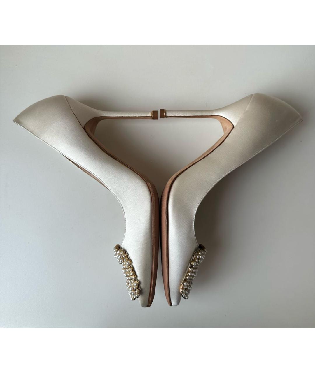 MANOLO BLAHNIK Белые текстильные туфли, фото 4