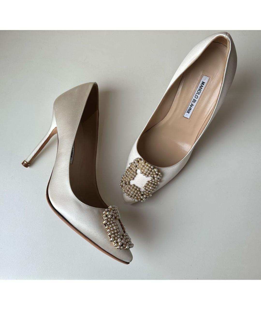 MANOLO BLAHNIK Белые текстильные туфли, фото 3