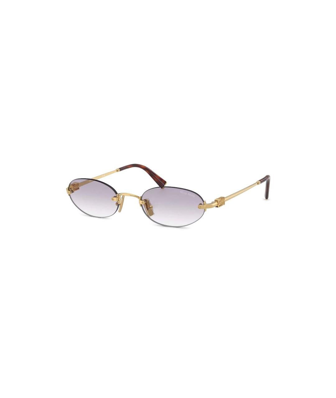 MIU MIU Золотые металлические солнцезащитные очки, фото 6