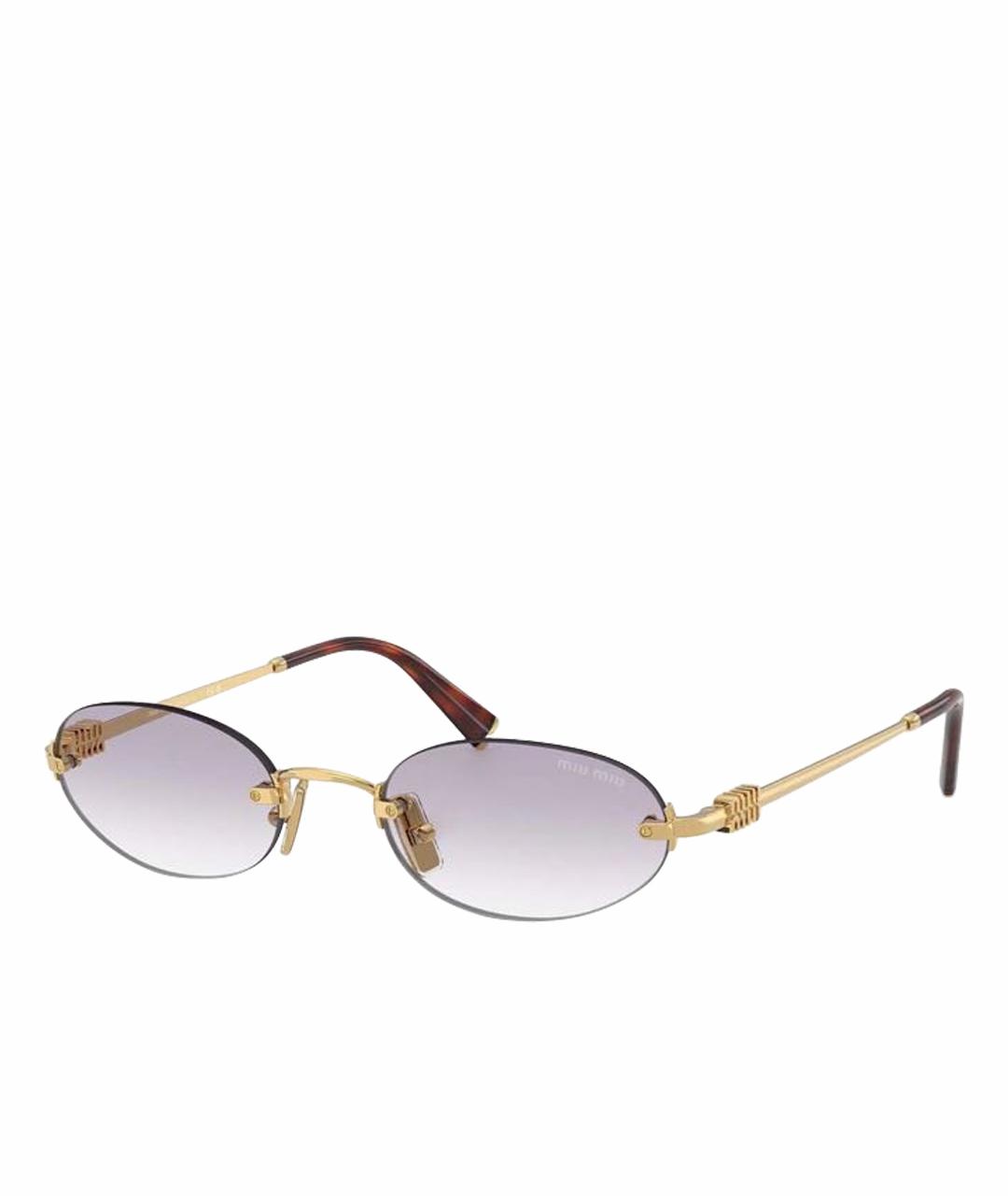 MIU MIU Золотые металлические солнцезащитные очки, фото 1