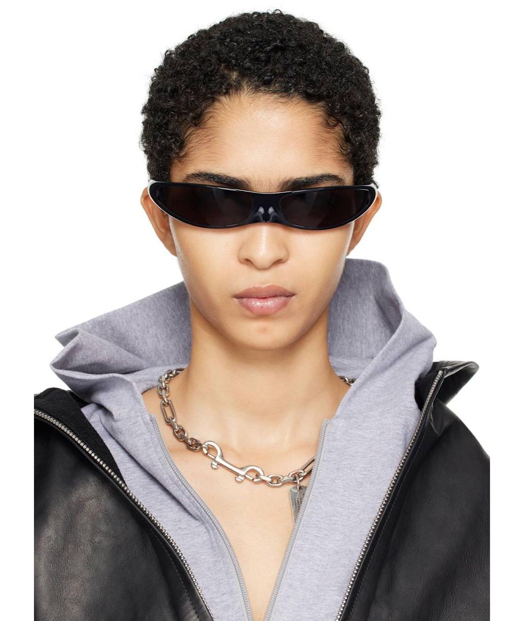 BALENCIAGA Черные пластиковые солнцезащитные очки, фото 3