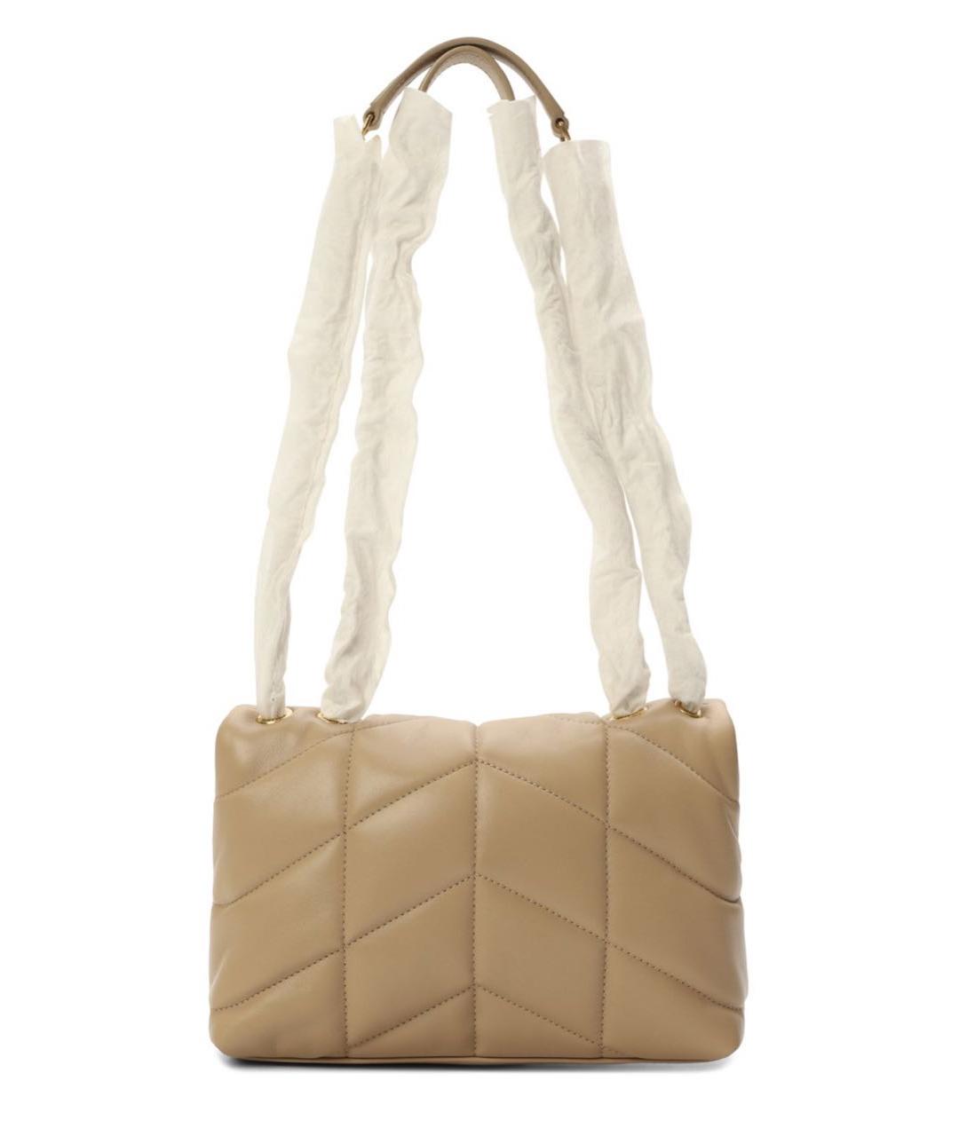 SAINT LAURENT Бежевая кожаная сумка через плечо, фото 2