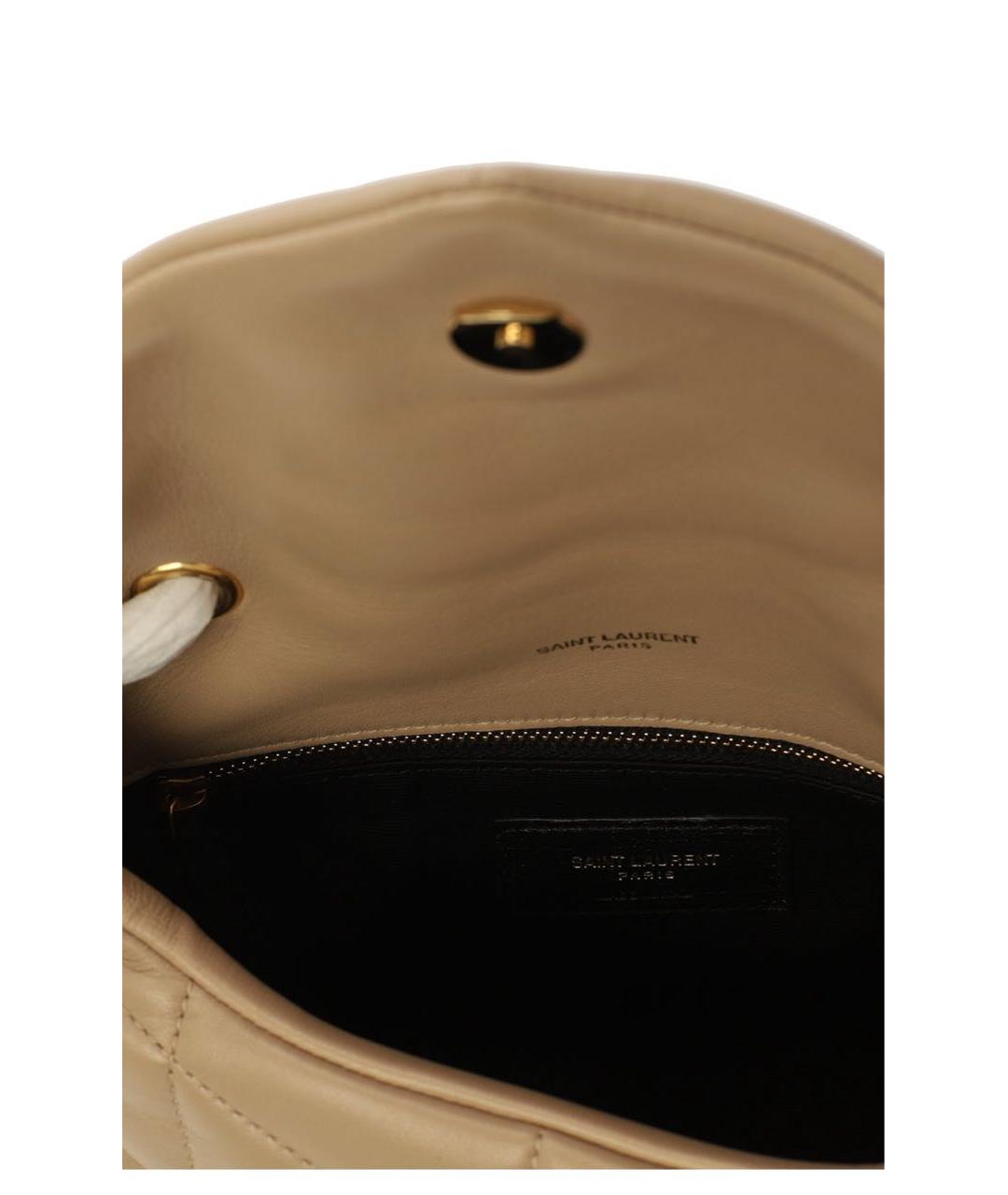 SAINT LAURENT Бежевая кожаная сумка через плечо, фото 5