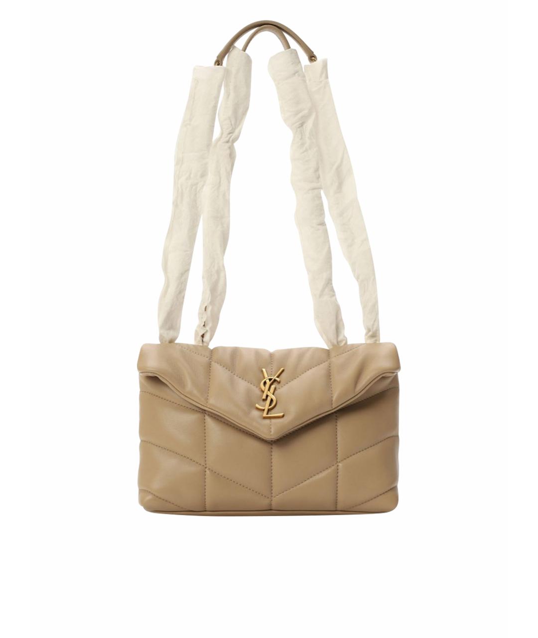 SAINT LAURENT Бежевая кожаная сумка через плечо, фото 1