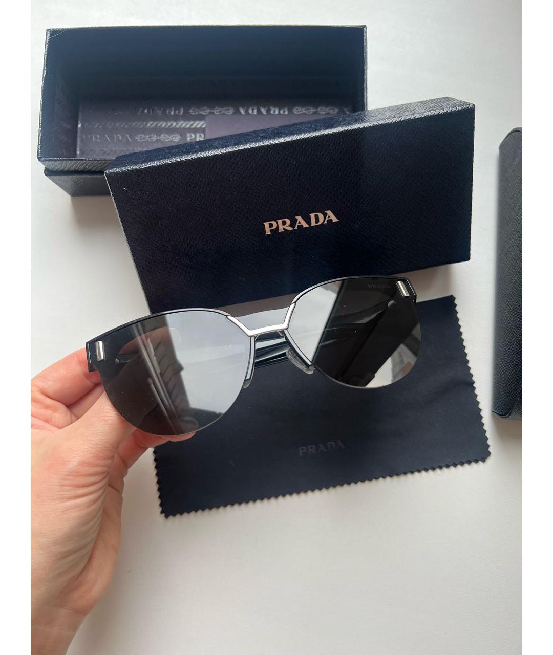 PRADA Черные пластиковые солнцезащитные очки, фото 7