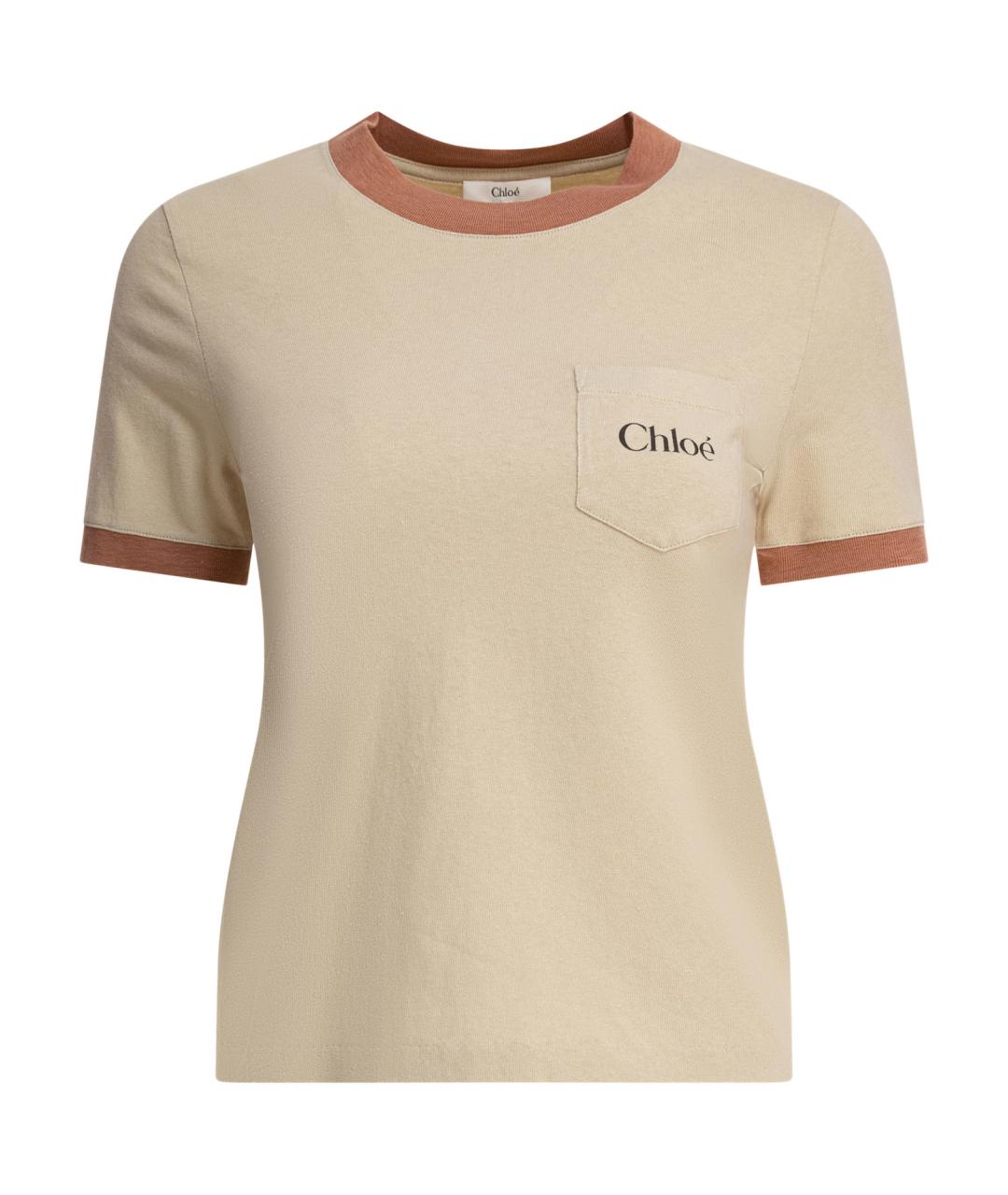 CHLOE Бежевая хлопковая футболка, фото 1