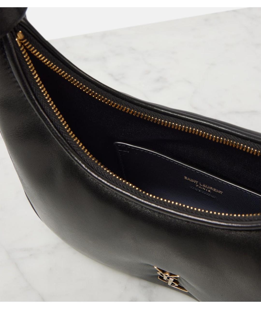 SAINT LAURENT Черная кожаная сумка с короткими ручками, фото 4
