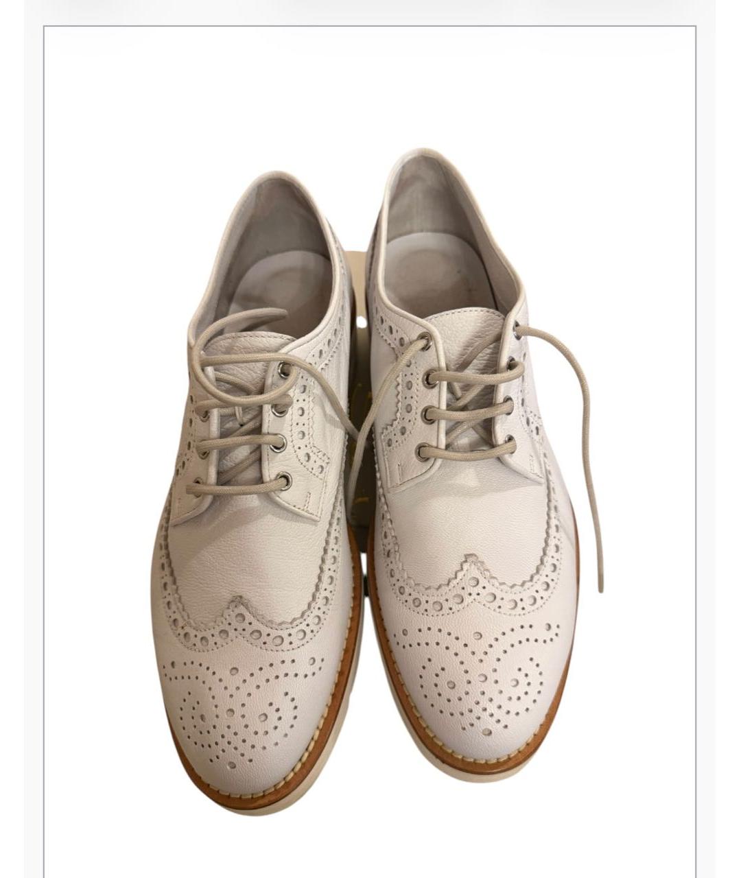 SANTONI Белые кожаные брогги и оксфорды, фото 3